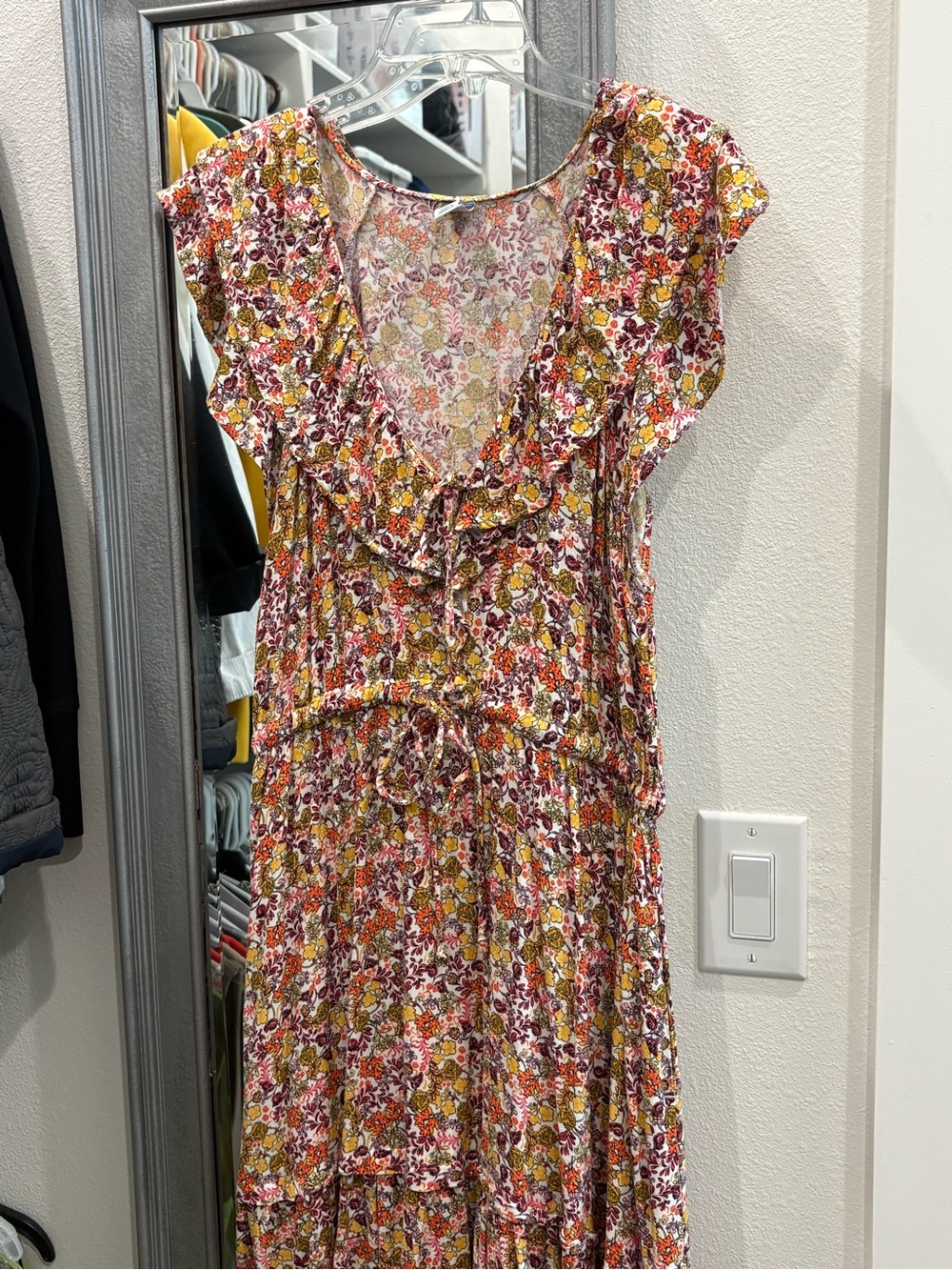 Old Navy Floral Maxi Dress in Mustard, Pink & Burgundy